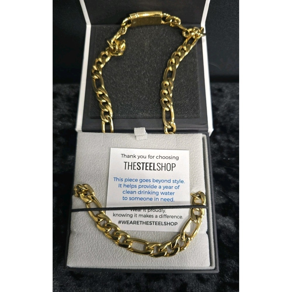Men's TheSteelShop Figaro Chain Necklace Gold-plated Stainless Steel